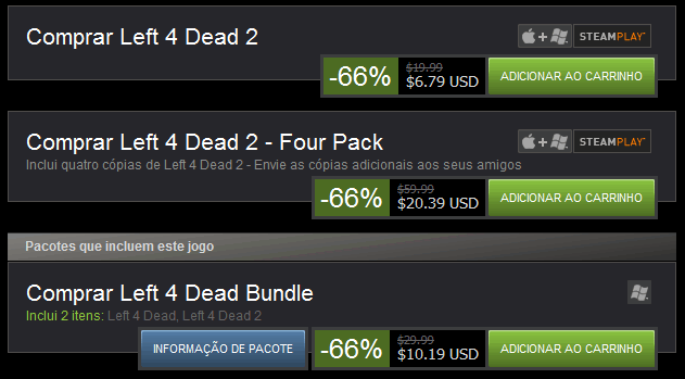 preços left 4 dead